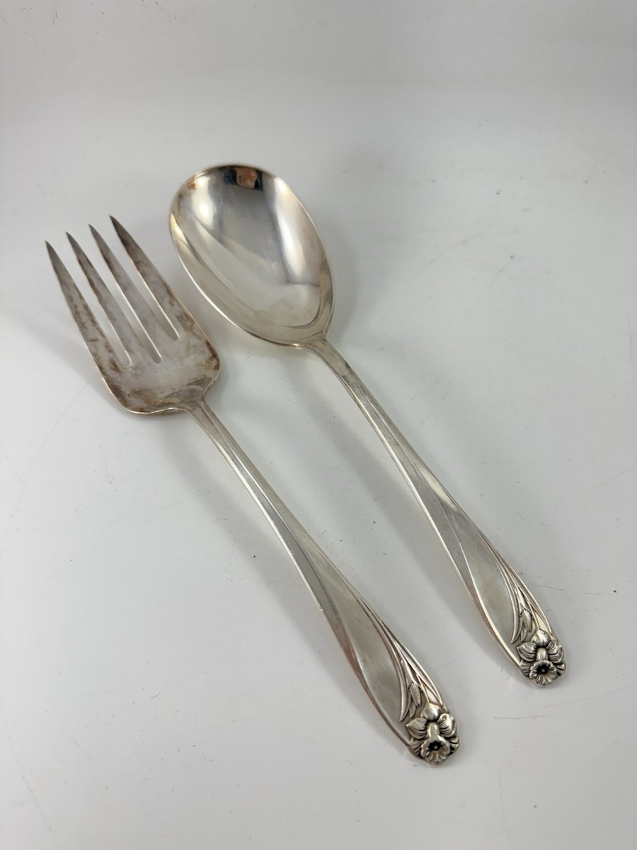 Vintage 1847 Rogers Bros. DAFFODIL Large Serving Spoon and Meat