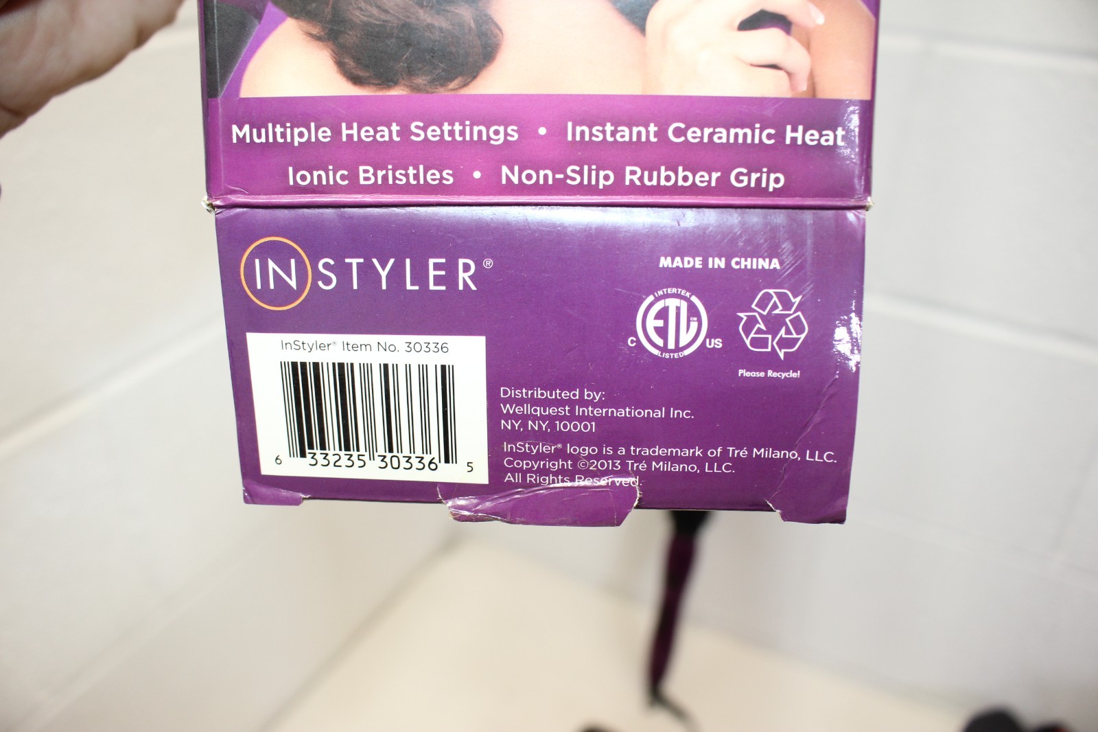 Instyler Hot Round Brush Curling Ionic Styler 30336 Purple, 2 heat settings