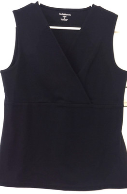 Croft & Barrow Stretch Top Size M Womens Black Sleeveless V-Neck Crossover