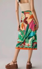 Anthropologie Farm Rio Floral Printed Wrap Skirt Dress Brand New Multicolored MD
