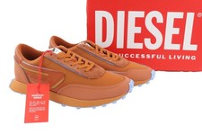 DIESEL Men's Sneakers S-Racer LC EU45 Brown Leather Low Top Logo Trainers DDP
