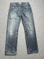 Levis 501 Jeans Blue Button Fly Faded Denim Pants Y2K Mens 30x30 fit 30x28