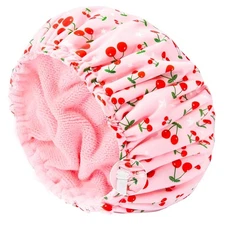 Shower Cap for Women Terry Lined Bath Cap Large Reusable Waterproof Elastic Band