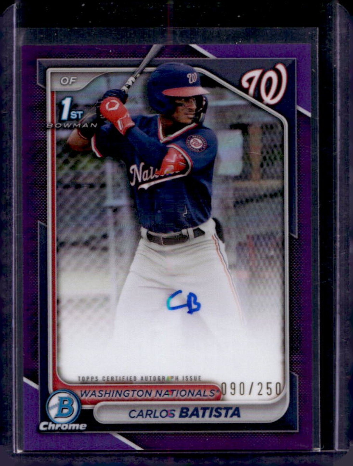 2024 Bowman Chrome Carlos Batista Auto Purple Refractor 1st Prospect #90/250