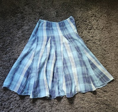 Vintage Tapemeasure size 14 A-line midi skirt featuring a classic plaid pattern