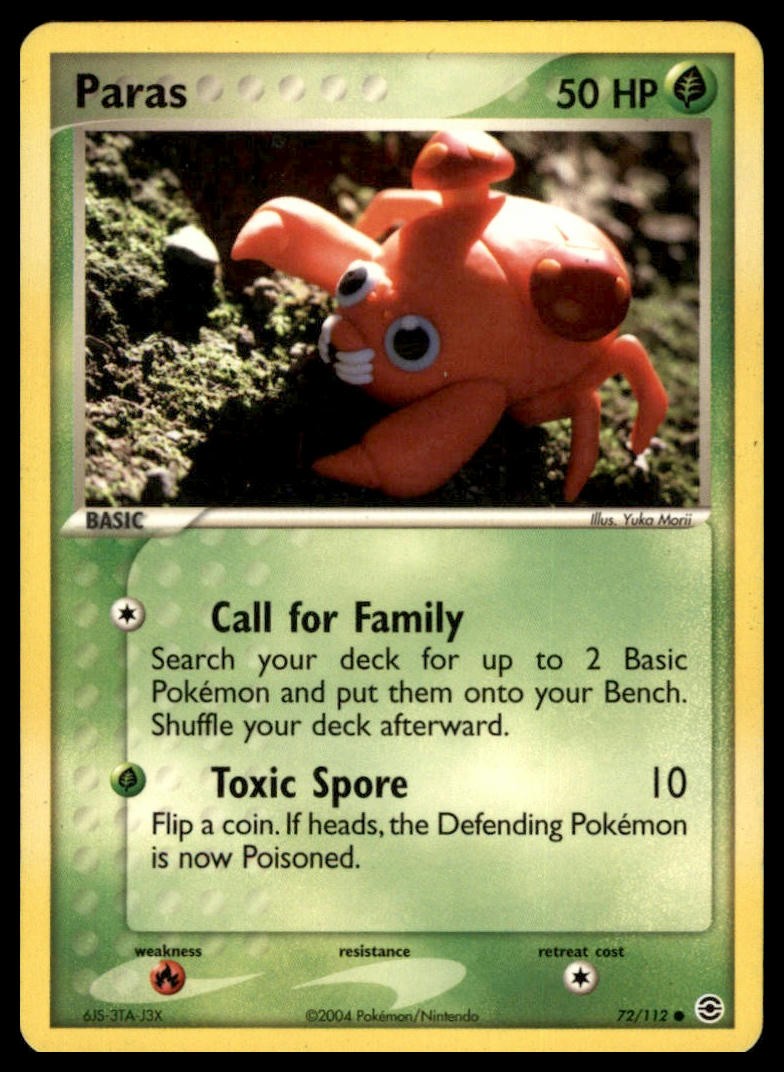Paras 72/112 Common FireRed & LeafGreen Pokemon Lightly Played