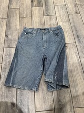 Vintage Sean John Men's Size 34 Baggy Denim Shorts Blue Embroidered 100 Cotton