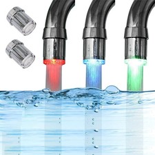 2 Pack 3-Color Temperature Sensitive LED Faucet Temperature Sensitive 2Pack