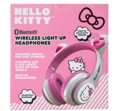 Sanrio Hello Kitty Wireless Bluetooth Light Up Cat Ear Headphones, Pink and