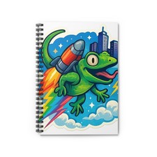 Spiral Notebook Student Journal Jetpack Lizard Racing Rainbow Lightning