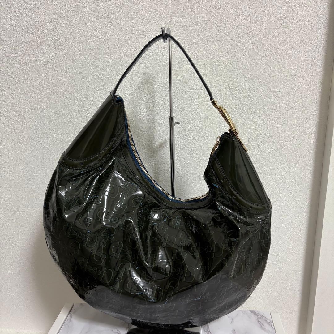 GUCCI Horsebit Shoulder Hand Bag Ziplock Leather Black Gold Hardware From Japan thumbnail 4