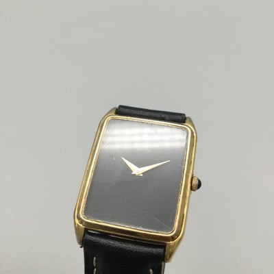 Seiko Mens Watch 25mm Black Gold Tone Diamonds Leather 5930-5409