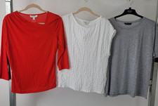 M&S Women's Size 14 Red Slash Neck Jersey Top/White Ruched Tee/Grey T-Shirt New
