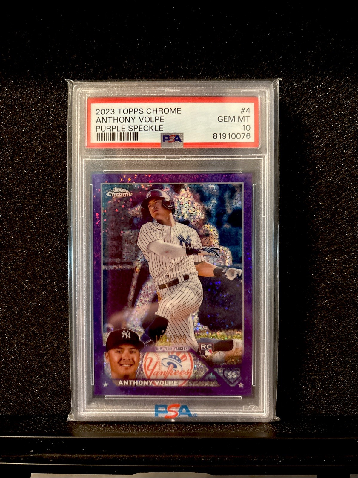 2023 Topps Chrome - Anthony Volpe #4 Purple Speckle Refractor /299 (RC)