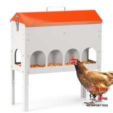 Chicken Feeder No Waste 15 Pound 7lb,10 Feeding Ports,with Metal Feeder Box