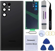 Rear Back Glass Replacement for Samsung Galaxy S22 Ultra 6.8 Phantom Black