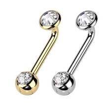 Christina Piercing aus Titan G23 Flach mit Innengewinde Zirkonia Kugelaufsatz
