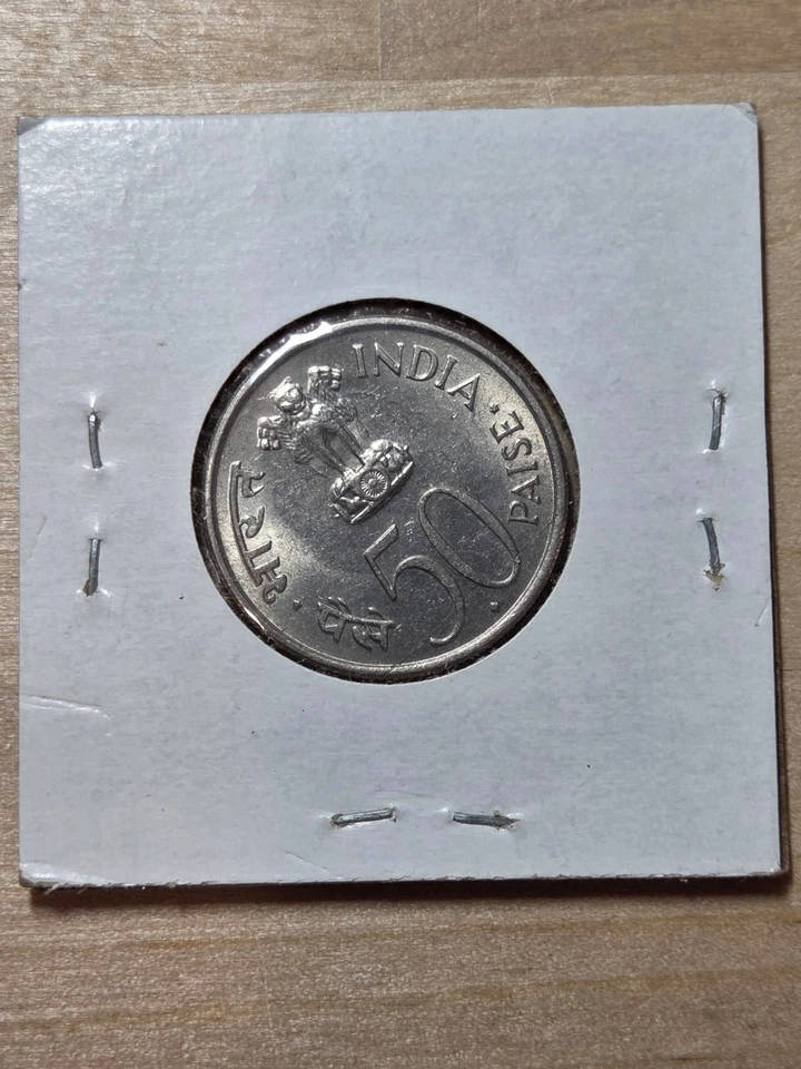 India 50-paise coin, 1964. KM# 57, nickel. Hindi legend. Nehru. Mumbai mint. - Image 3 of 4