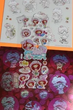 3 STRAWBERRY SHORTCAKE sheets Stickers Lot  unused PUFFY scrapbook crafts albums