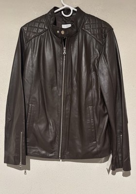 Ron Tomson Men's Brown Leather Cafe Racer Jacket Sz Medium Super Soft