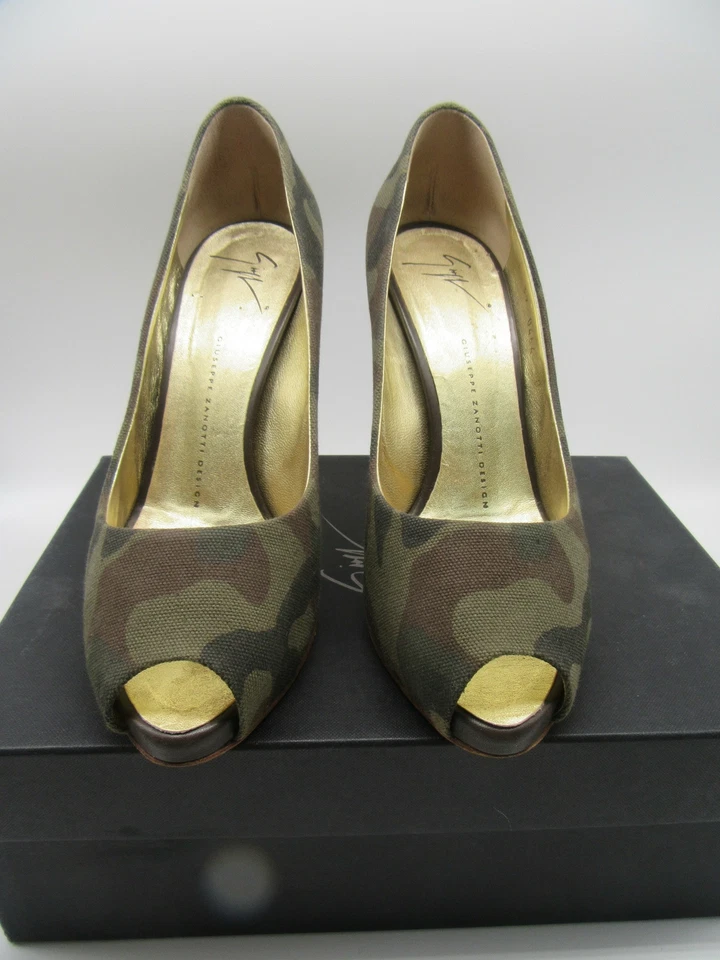 GIUSEPPE ZANOTTI Tacones Peep-toe Verde Camuflaje Talla 39 Foto 2 de 4