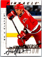 97-98 PINNACLE BE A PLAYER - GEOFF SANDERSON AUTO #112 CAROLINA HURRICANES