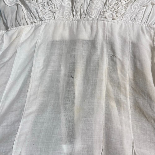 XS Antique Victorian Petticoat Underdress Slip Edwardian Lace White Short Sleeve - Picture 5 of 17