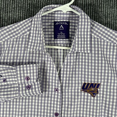 #ad Northern Iowa Panthers Womens Shirt XL Extra Large Check Long Sleeve Button Up $17.99