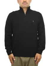 Polo Ralph Lauren Men's Wool Alpaca Blend 1/4 Zip Sweater with Pony - Black -