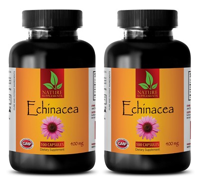 ECHINACEA Capsules 400mg - Younger Looking Skin - Anti Aging Antifungal - 2 Bott