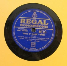 REGENT HALL BAND / DEEDS OF VALOR / A SONG OF PRAISE/ 78 RPM / NM+