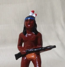 American Indian Warrior with Rifle, Reproduction dimestore western train figure