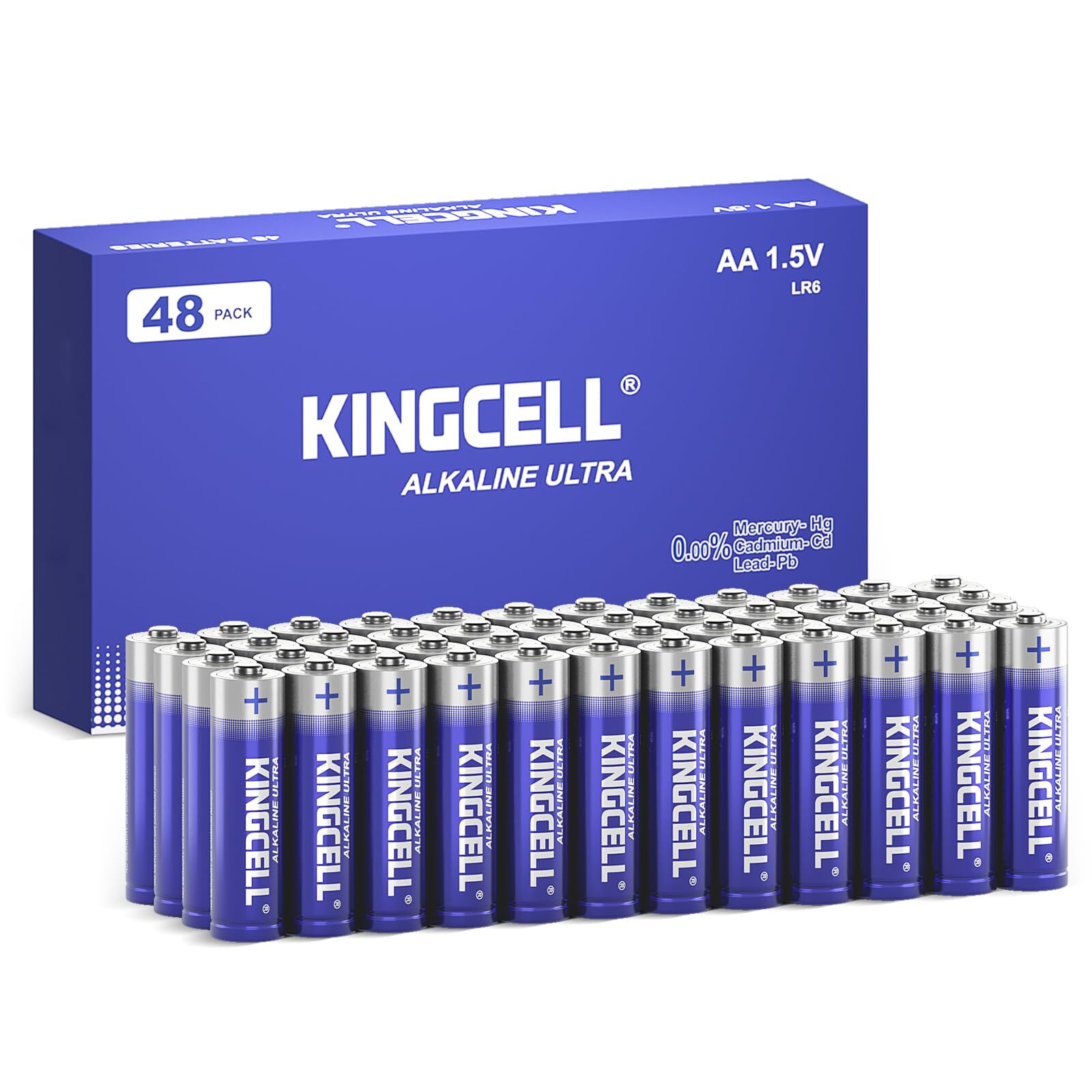 AA Batteries 48 Pack, Alkaline Double AA Batteries 10-Year Shelf Life, High-P...-image