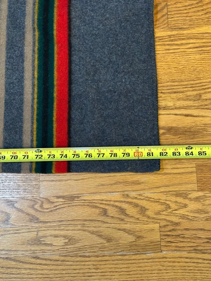 VTG Pendleton Camp Gray w/ Red Green Black Stripes Wool Blanket 67" x 82" NWT - Image 2 of 4