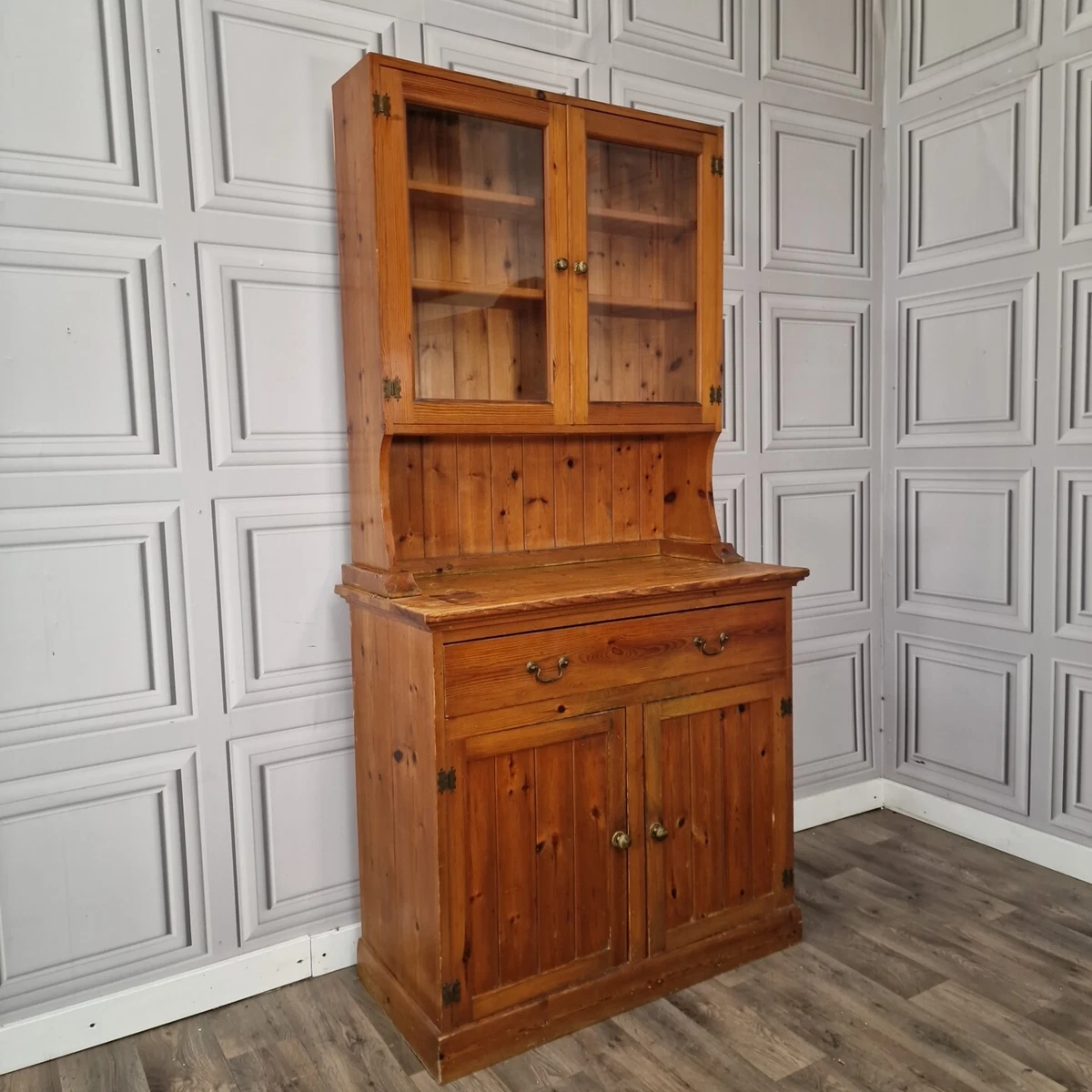 Vintage Solid Wood Antique Pine Welsh Dresser Country Farmhouse Style Kitchen