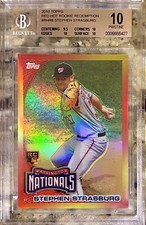 2010 POP 3 STEPHEN STRASBURG ROOKIE RC TOPPS REDEMPTION REF #8 BGS 10 PRISTINE!!
