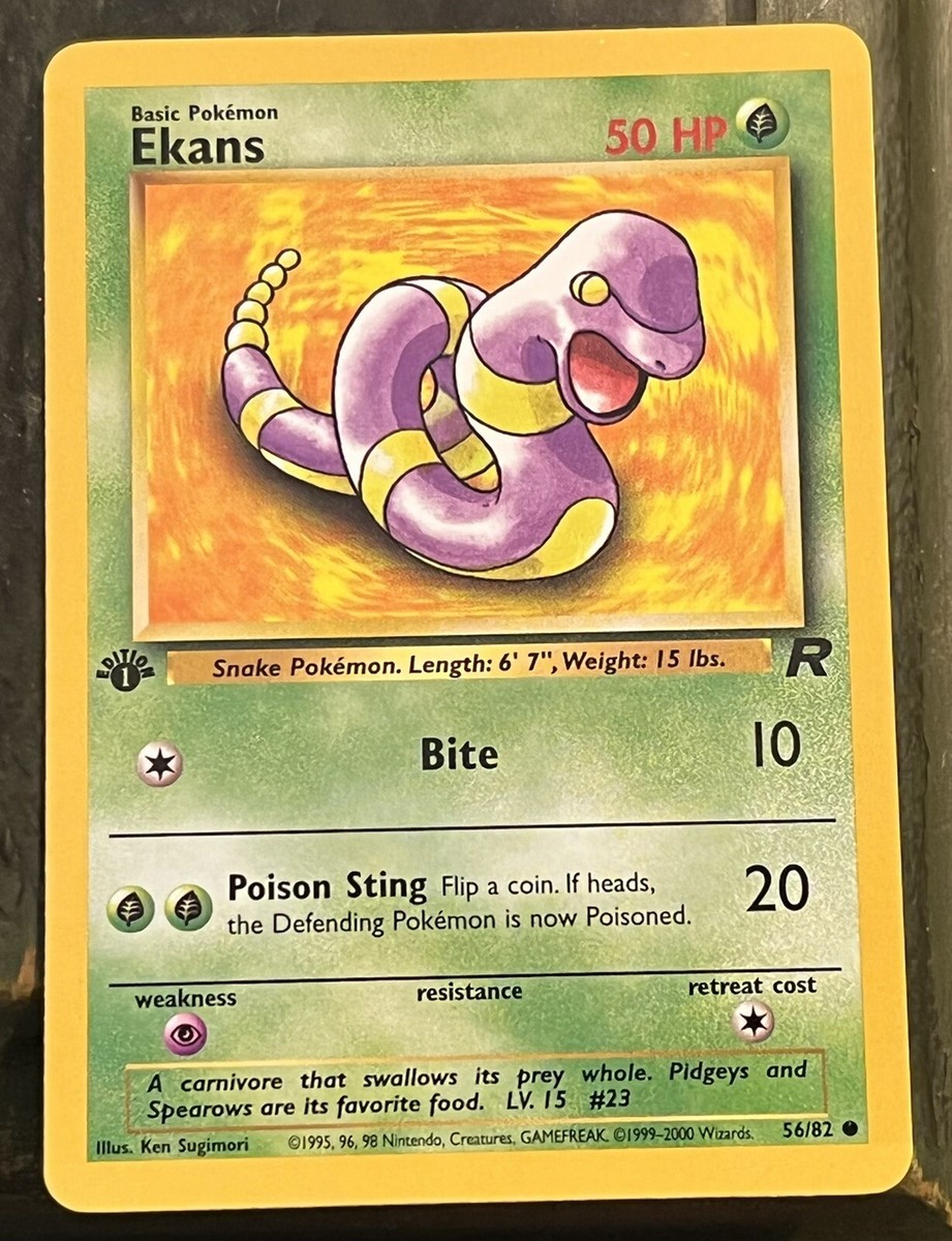 ekans pokemon card value Team Rocket Unlimited: 56/82  The Trainer Court Pokmon Hit Points70 HP Form Vintage Pokemon Trading Card Game