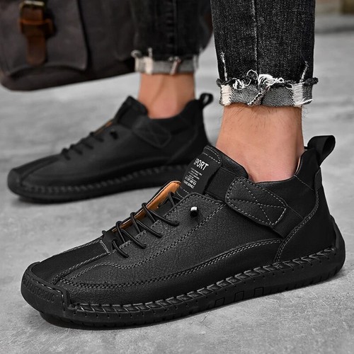Handmade Leather Shoes Mens Casual Loafers Flat Driving Shoes Slip on Moccasins