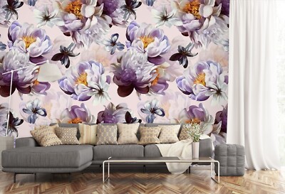 3D Lila Blume C8834 Tapete Wandbild Fototapete Abnehmbarer Amy 24