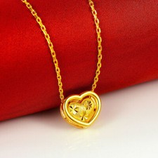 Xmas Gift K Yellow Gold Plated Sweet Heart To Heart Women's Pendant Necklace