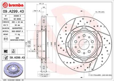 BREMBO 2x Bremsscheibe vorne Innenbelüftet passend für Maserati GranCabrio Gran