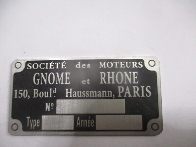 Typenschild Schild S87 Gnome et Rhone Paris Motorrad
