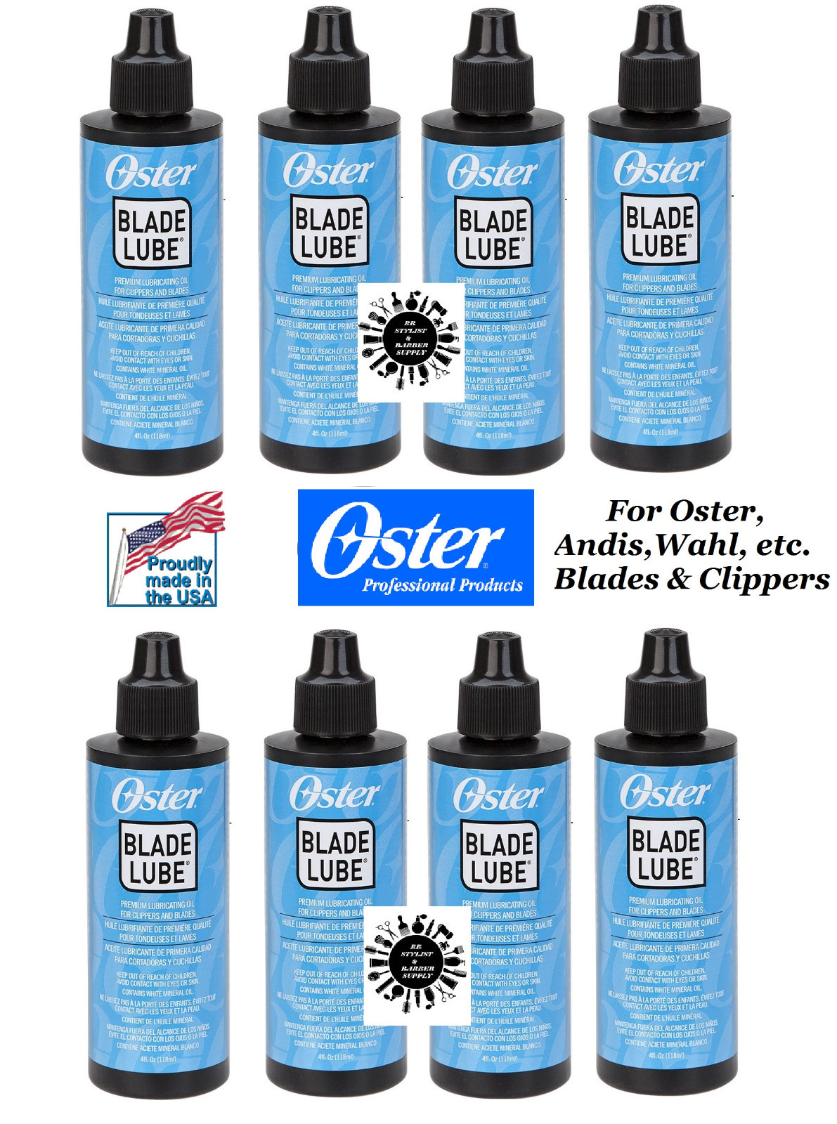8-OSTER BLADE LUBE Lubricating CLIPPER&TRIMMER OIL*Also For Andis,Wahl,Remington