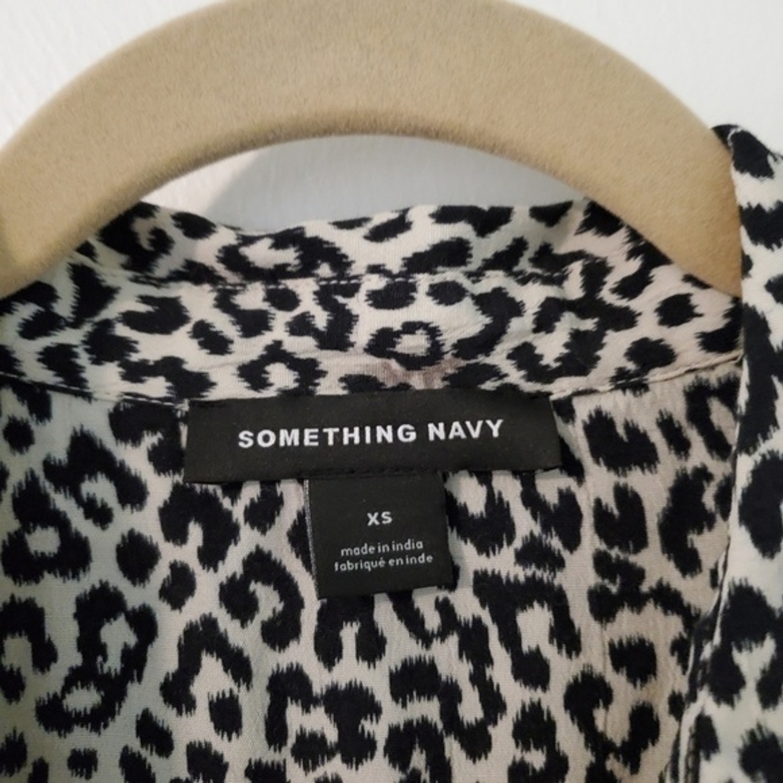 Something Navy Leopard Button Down Blouse - image 7