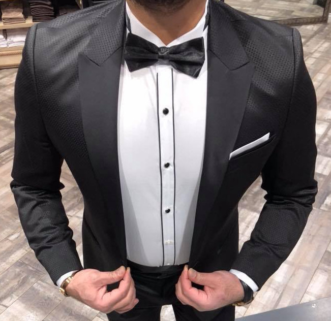 Traje De Novio Diseñador Negro Para Hombre Con Chaleco Ajustado Slim Fit 54