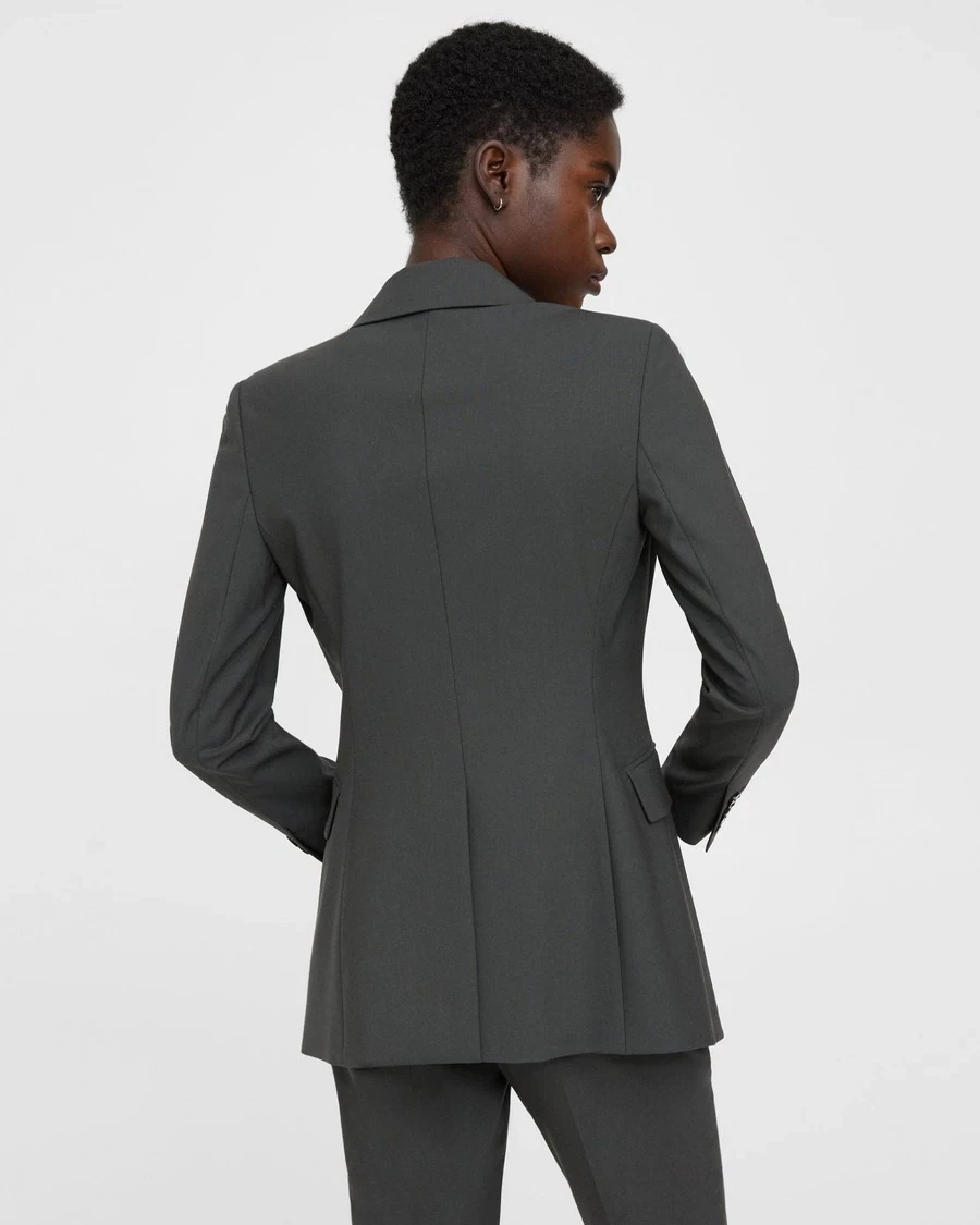 Theory Etiennette B Jacket Blazer Size 2 Deep Green Traceable Wool Blend  $345