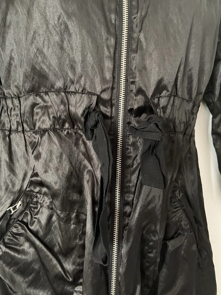 KENSIE 缎面腰领带夹克尺寸小号拉链口袋黑色 — 第 4/4 张图片