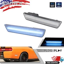For 2008-2014 Dodge Challenger Rear Bumper Side Marker Lights Clear Ice Blue LED