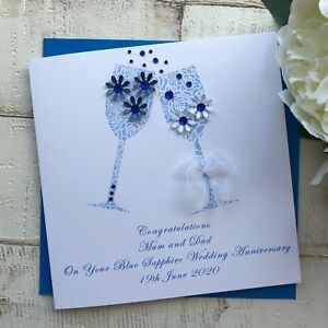 Handmade Personalised 65th  Blue Sapphire Wedding  