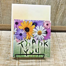 Leanin Tree Greeting Card Thank You So Much Floral Daisies Purple Green